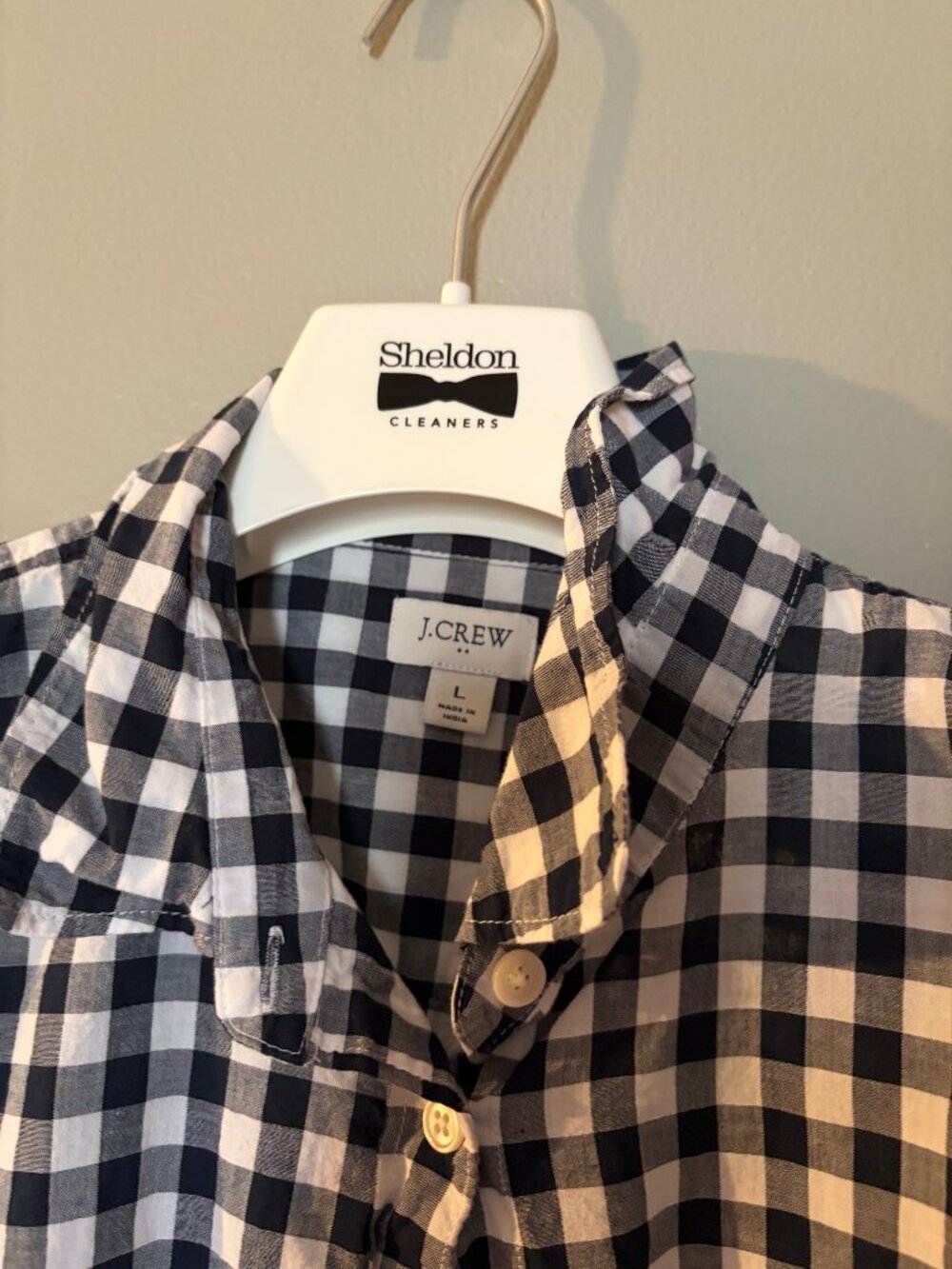 J.Crew Gingham Button-Up Shirt – Black/White (Women’s L)